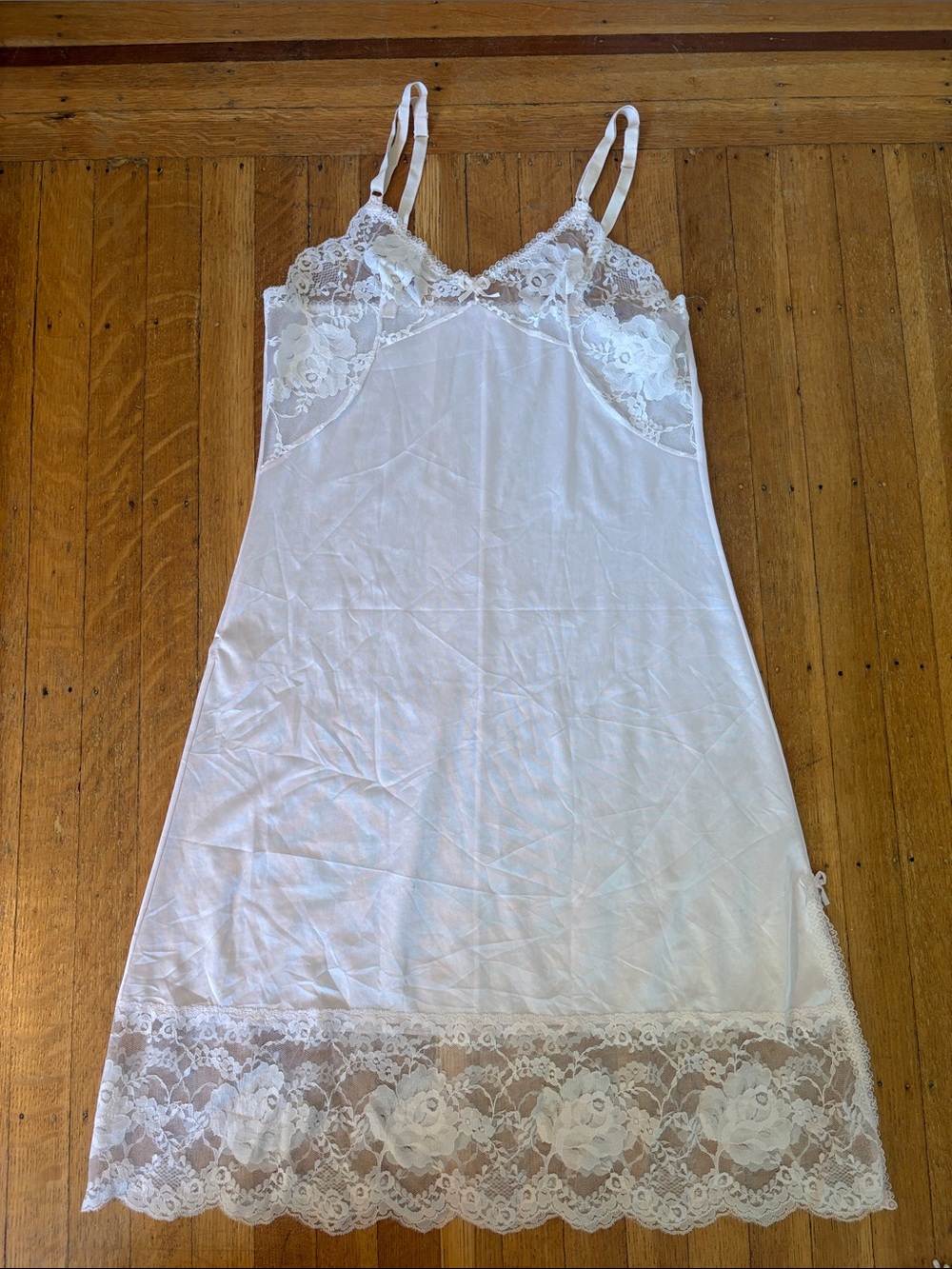 Classic White Lace Trim Slip Dress